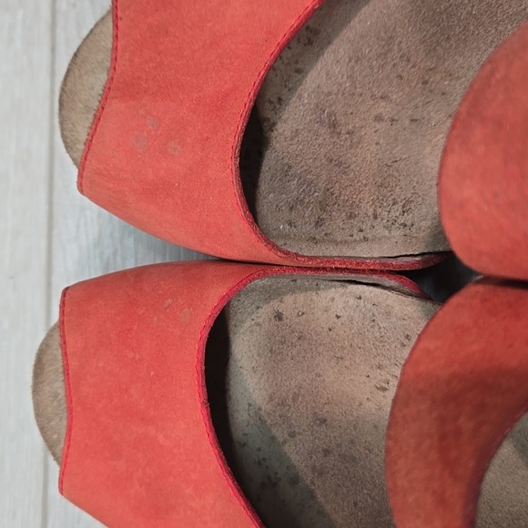 Dansko Women's Ankle Leather Red Sandals Wedge Sz 38/7.5-8 - Picture 8 of 16